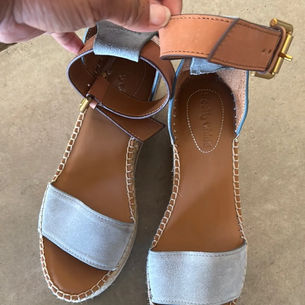See By Chloe Gray and Tan Espadrille Sandals PreOwned - Picture 4 of 6